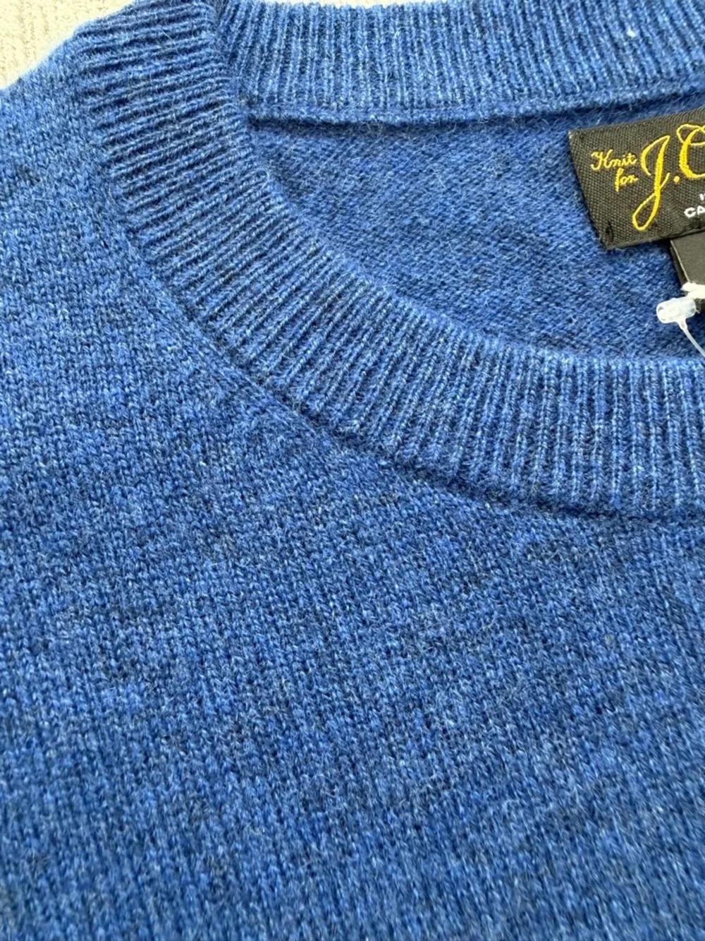 J.Crew 100% Cashmere Crewneck Sweater Navy Men’s M Classic Knit Underarm Repair